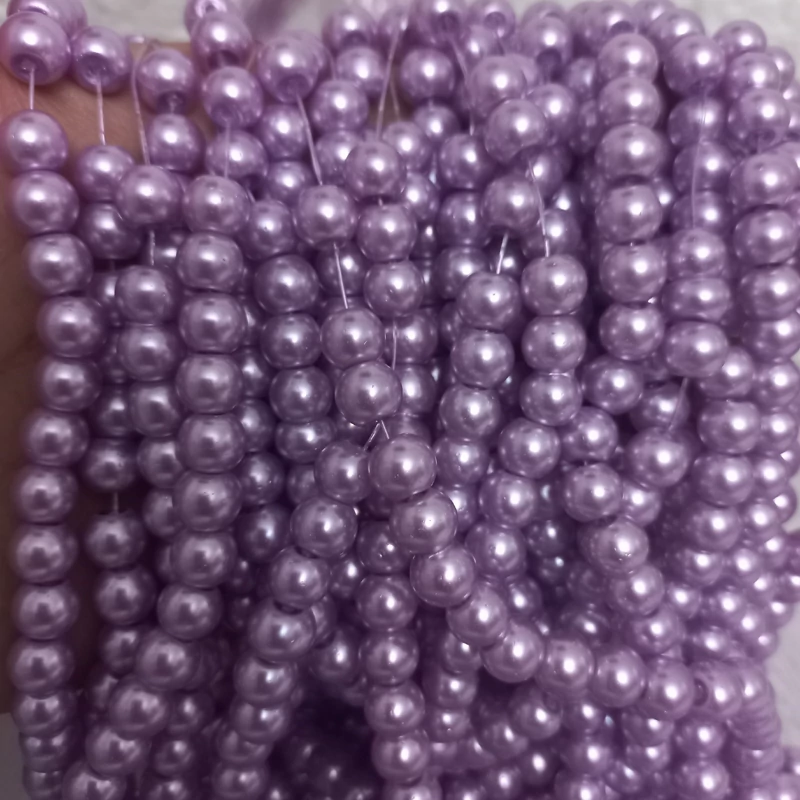 مروارید سنگی رنگ یاسی سایز 6 میل ،ریسه 144 عددی