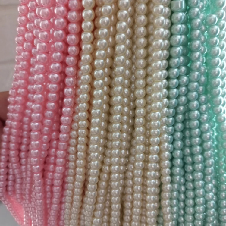 مروارید سنگی رنگ سبز سایز 6 بصورت ریسه ای 144عددی