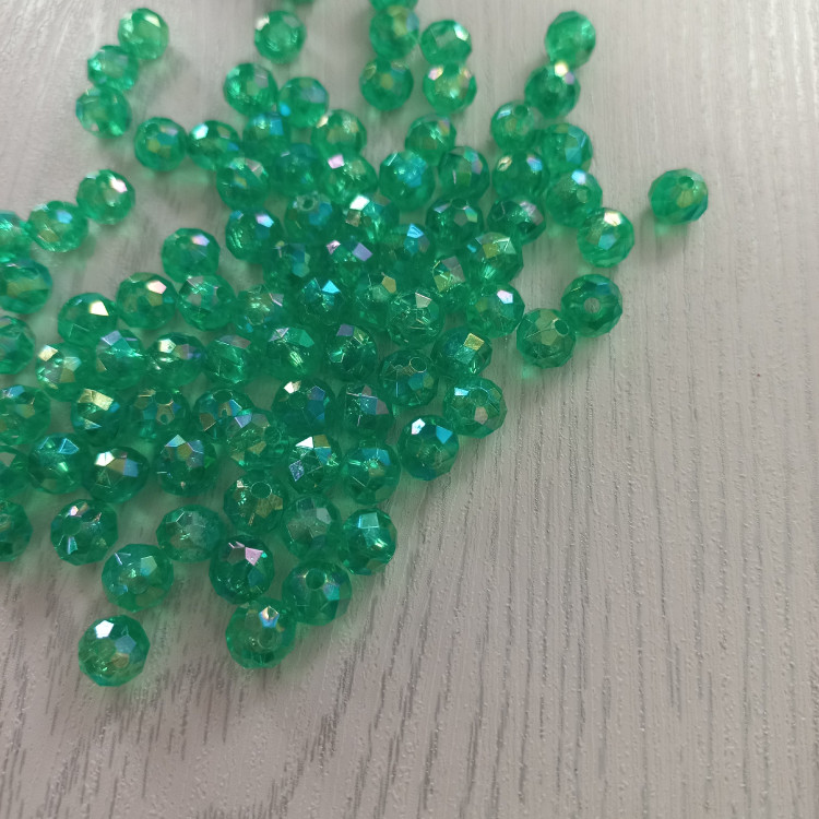 مهره کریستالی رنگ سبز سایز 8 میل بسته 20 گرمی