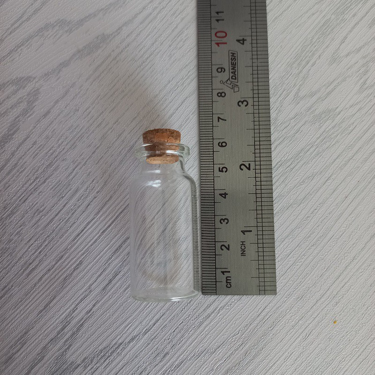 بطری شیشه ای با درب چوب پنبه ای، بسته 10 عددی ،کوچک تزئینی با ارتفاع کل 6.5 سانت